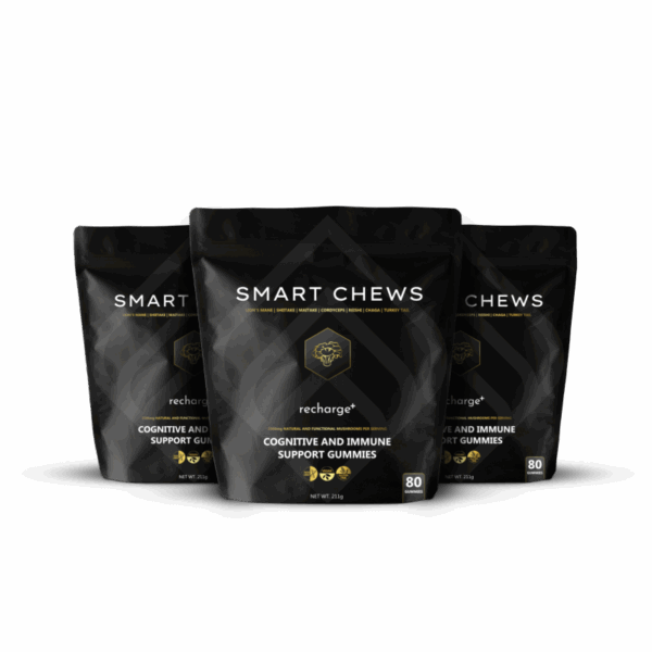 Paket 3x Smart Chews – funkcionalni bomboni z glivami za podporo koncentraciji, imunosti in vitalnosti